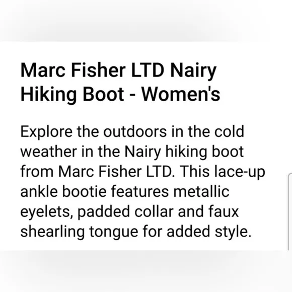MARC FISHER LTD NAIRY HIKING BOOT 9M NEW BLACK