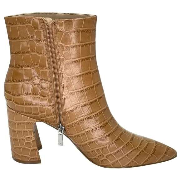 Marc Fisher LTD Womens Ankle Boots 10M Daith Tan Leather Crocodile Print