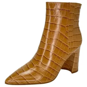 Marc Fisher LTD Womens Ankle Boots 10M Daith Tan Leather Crocodile Print