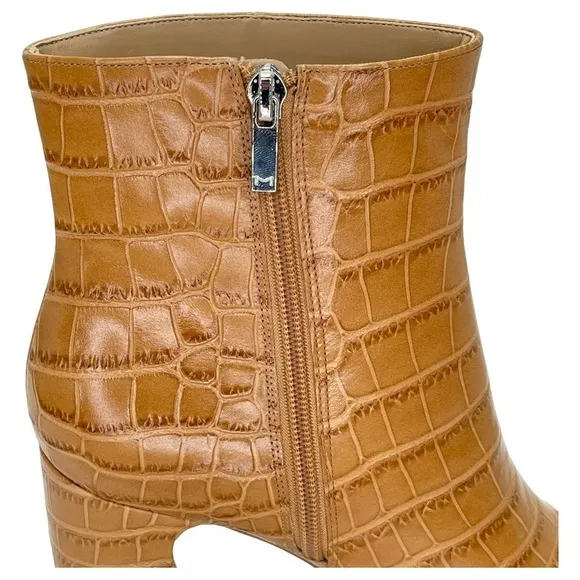 Marc Fisher LTD Womens Ankle Boots 10M Daith Tan Leather Crocodile Print