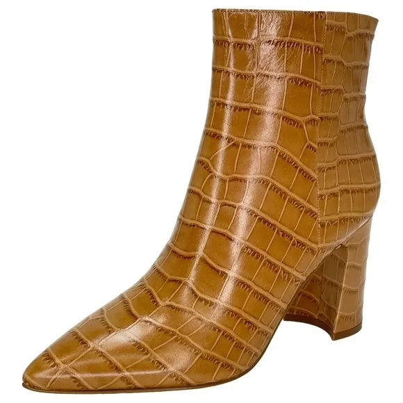 Marc Fisher LTD Womens Ankle Boots 10M Daith Tan Leather Crocodile Print