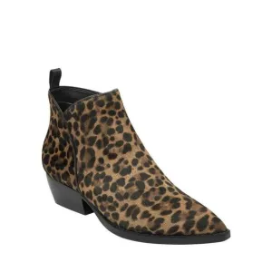 Marc Fisher Obrraly Brown Multicolor Leopard Calf Hair Ankle Boots Point Toe NIB