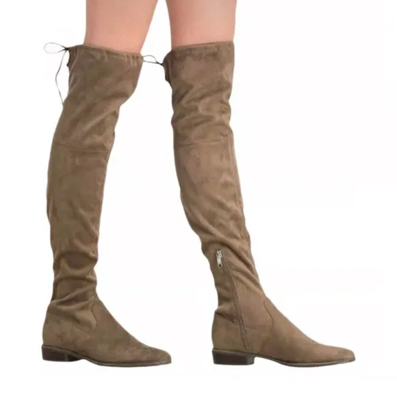 Marc Fisher Suede over the knee thigh high boots taupe/olive Sz 9.5 Fischer New