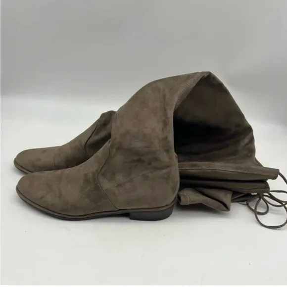 Marc Fisher Suede over the knee thigh high boots taupe/olive Sz 9.5 Fischer New