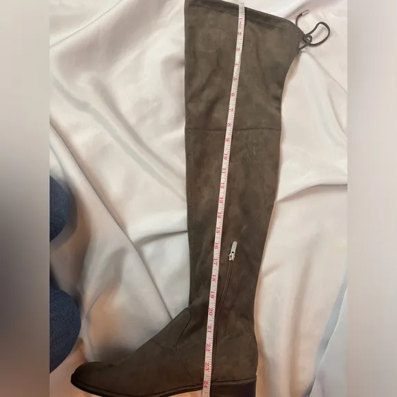 Marc Fisher Suede over the knee thigh high boots taupe/olive Sz 9.5 Fischer New