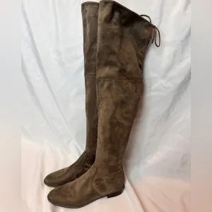 Marc Fisher Suede over the knee thigh high boots taupe/olive Sz 9.5 Fischer New