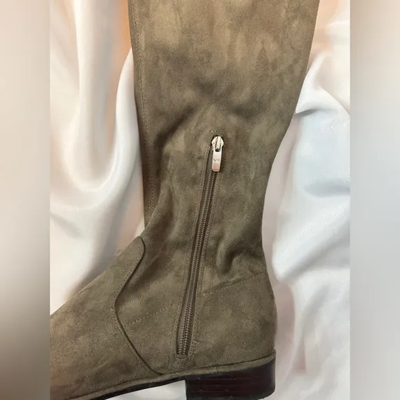 Marc Fisher Suede over the knee thigh high boots taupe/olive Sz 9.5 Fischer New