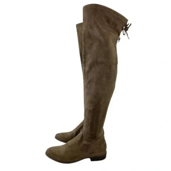 Marc Fisher Suede over the knee thigh high boots taupe/olive Sz 9.5 Fischer New
