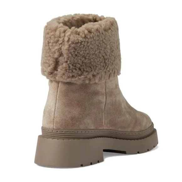 Marc Fisher Vina Light Natural Suede Short Lug Sole Boots Women’s Size 9.5 NWOB