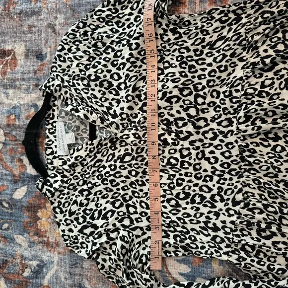 Mare Mare x Anthropologie Black White Cheetah Print Long Sleeve Midi Dress S