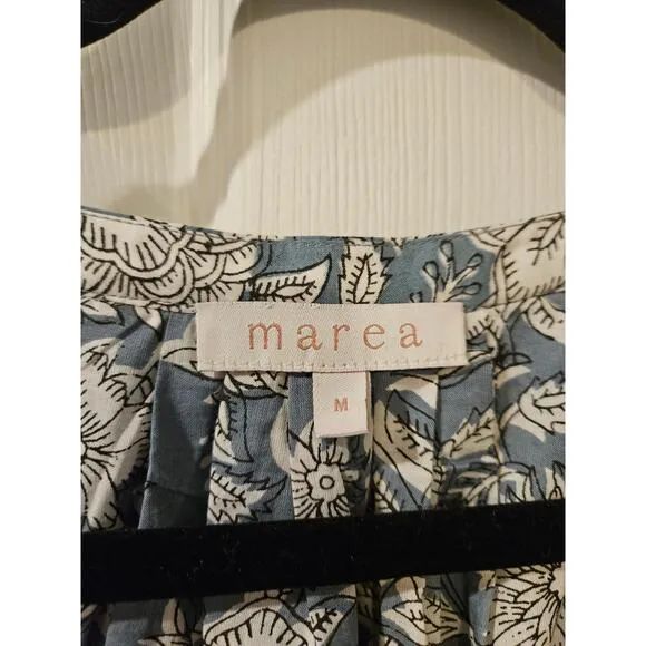 Marea Cotton Cala Azul Grace Ruffle Flounce Long Sleeve Mini Dress Size Medium