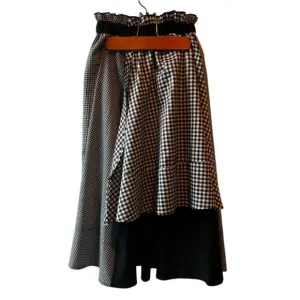 Marigold Shadows Black &amp; White Layered Gingham Maxi Skirt Size Small/XS bohemian