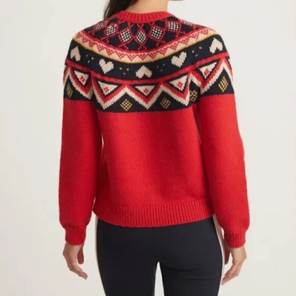 Marine Layer Archive Alpine Sweater Fair Isle Wool Pullover Red Rainbow NWT S