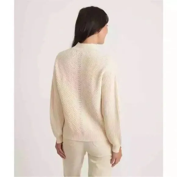 Marine Layer Skylar Sweater Knit Chevron Mock Turtleneck Pullover Ivory NWT L