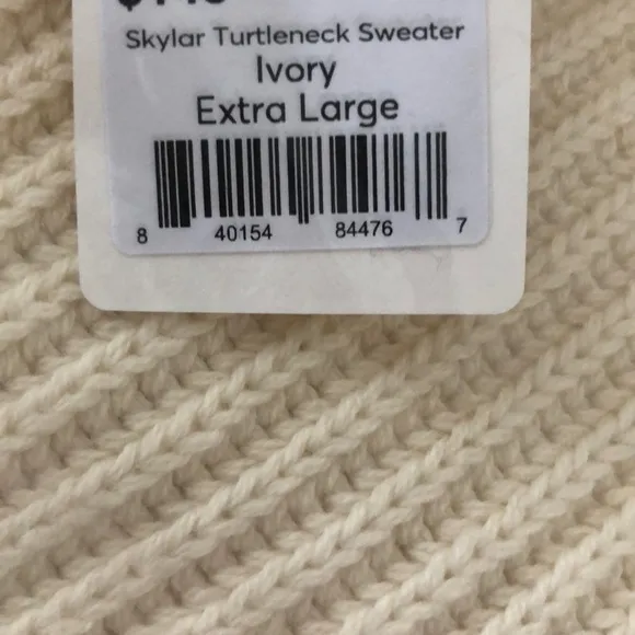Marine Layer Skylar Sweater Knit Chevron Mock Turtleneck Pullover Ivory NWT XL