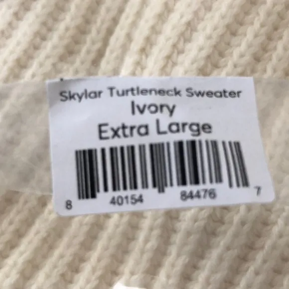 Marine Layer Skylar Sweater Knit Chevron Mock Turtleneck Pullover Ivory NWT XL
