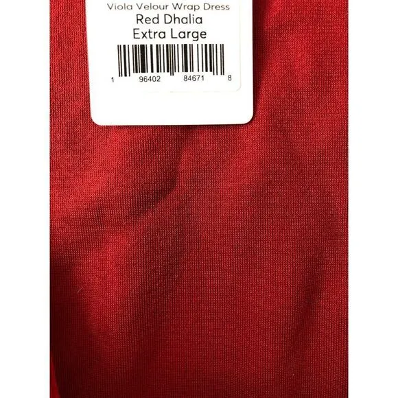 Marine Layer Viola Dress Velour Velvet Short Sleeve Wrap Midi Red Dhalia NWT XL