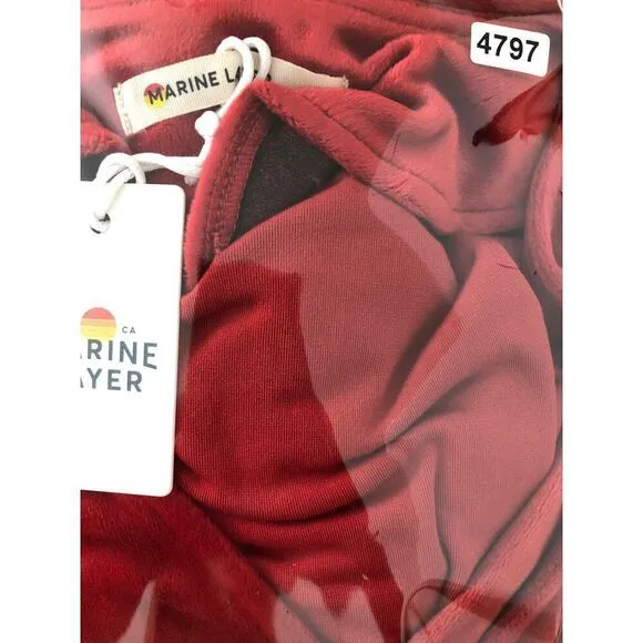 Marine Layer Viola Dress Velour Velvet Short Sleeve Wrap Midi Red Dhalia NWT XL