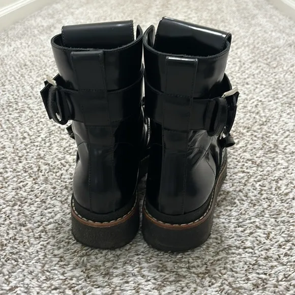 MARNI patent leather black buckle boots