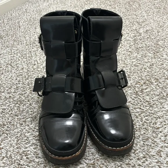 MARNI patent leather black buckle boots