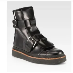 MARNI patent leather black buckle boots