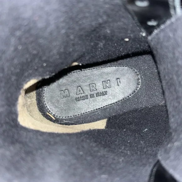 MARNI patent leather black buckle boots