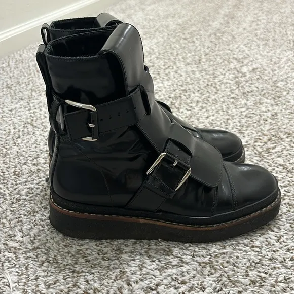 MARNI patent leather black buckle boots