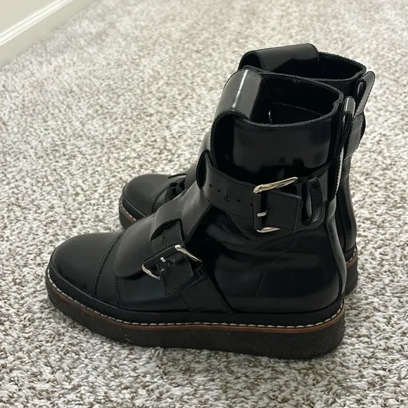 MARNI patent leather black buckle boots