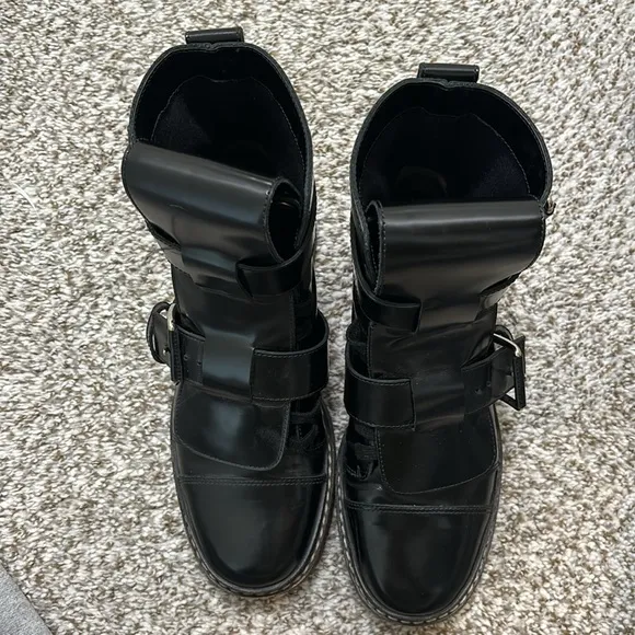 MARNI patent leather black buckle boots