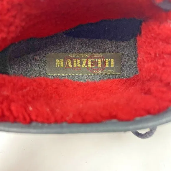 Marzetti Womens Hiking Boots Black Suede Embroidered Lug Sole Italy EU 38
