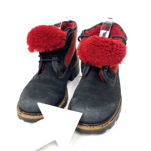 Marzetti Womens Hiking Boots Black Suede Embroidered Lug Sole Italy EU 38