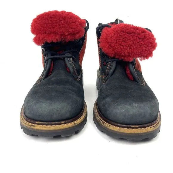 Marzetti Womens Hiking Boots Black Suede Embroidered Lug Sole Italy EU 38