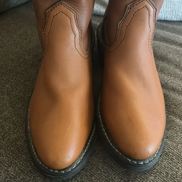 Mason Western BOOTS Tan Leather Western Work Riding Biker Boots Mens Sz 9E
