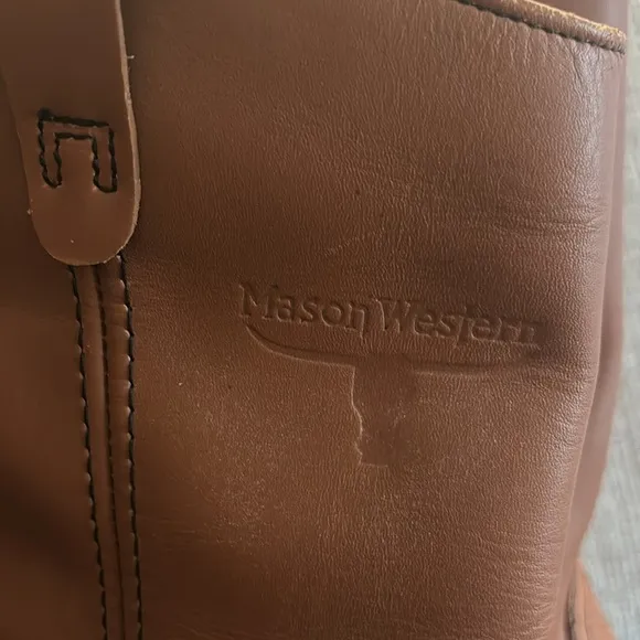 Mason Western BOOTS Tan Leather Western Work Riding Biker Boots Mens Sz 9E
