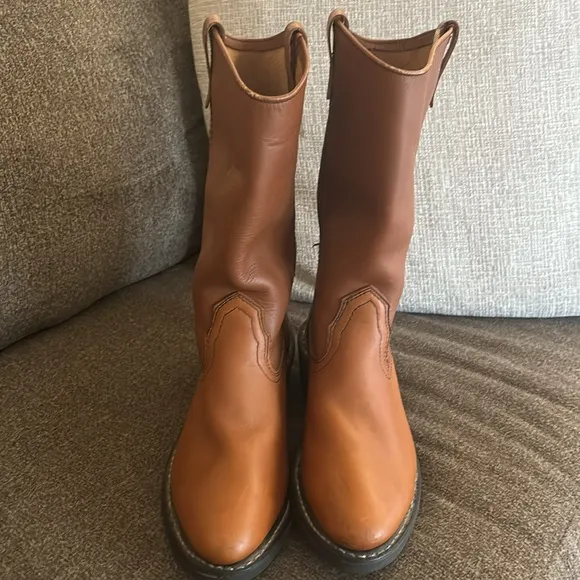 Mason Western BOOTS Tan Leather Western Work Riding Biker Boots Mens Sz 9E