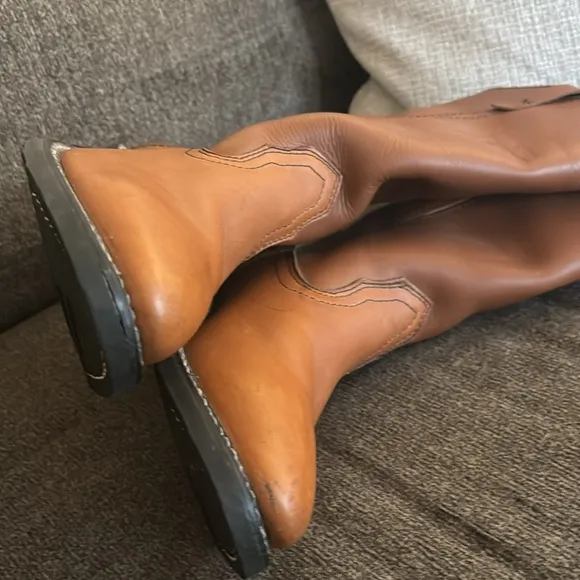 Mason Western BOOTS Tan Leather Western Work Riding Biker Boots Mens Sz 9E