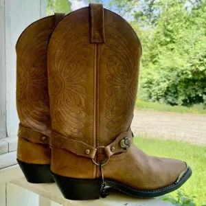 Masterson Boot Co Brown Leather Deertan Chain J Toe Western Boots Women's Size 6