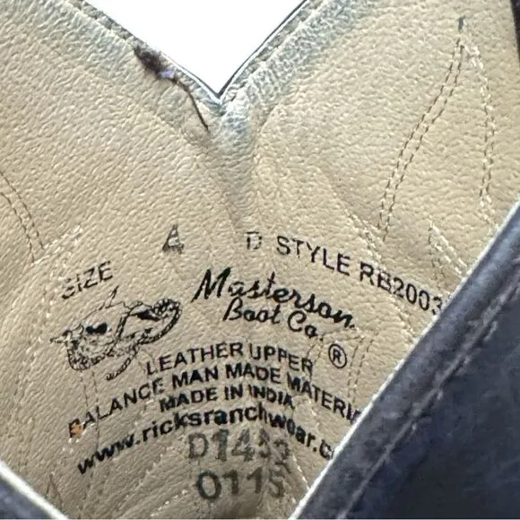 Masterson Boot Co Mens Style RB 2003Y Leather Cowboy Boots Size 4 D Pre-Owned