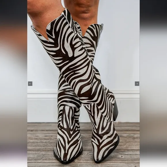 Matisse / Stella Zebra Print Genuine Calf Hair / Knee-High Boots / Size 6.5 $350