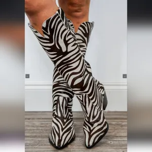 Matisse / Stella Zebra Print Genuine Calf Hair / Knee-High Boots / Size 6.5 $350