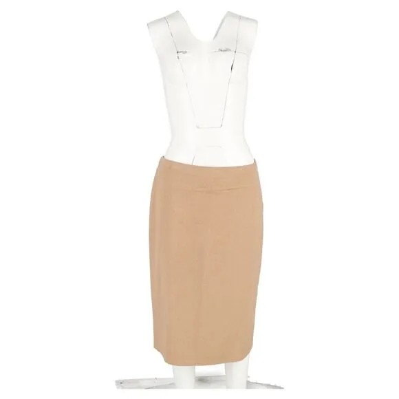 Max Mara Midi Pencil Skirt in Brown Wool