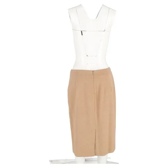 Max Mara Midi Pencil Skirt in Brown Wool