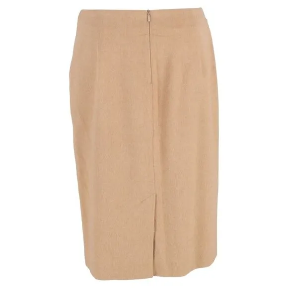 Max Mara Midi Pencil Skirt in Brown Wool