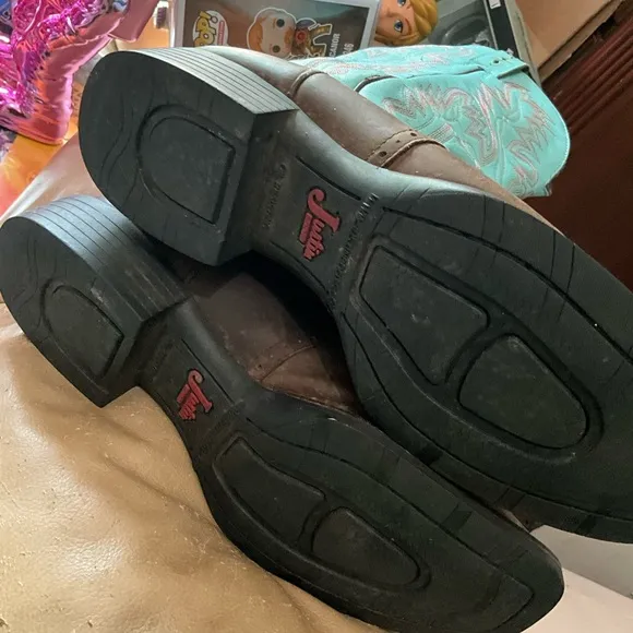 Men’s 9 1/2 b JUSTIN Turquoise and Brown Western cowboy leather Boots