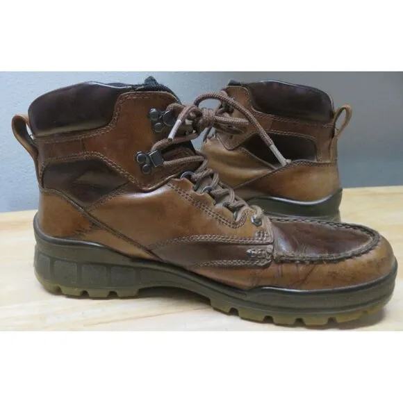 Mens ECCO Track Brown Leather High Top Hiking Boots Shoes Gore‎ Tex Size 13 US