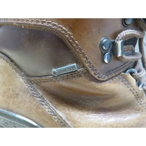 Mens ECCO Track Brown Leather High Top Hiking Boots Shoes Gore‎ Tex Size 13 US