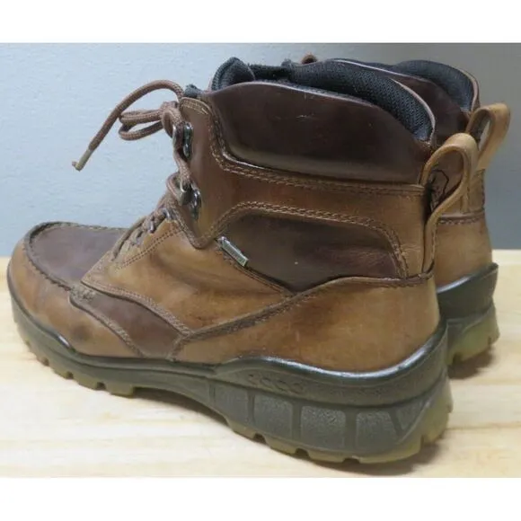 Mens ECCO Track Brown Leather High Top Hiking Boots Shoes Gore‎ Tex Size 13 US