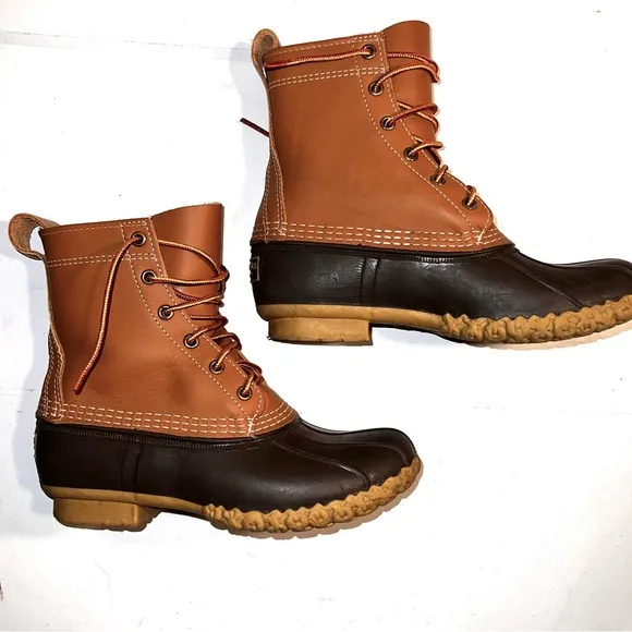 MENS L.L. BEAN BOOTS DUCK 8” UNLINED LEATHER UPPER MENS 7 M