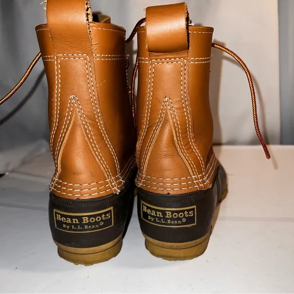 MENS L.L. BEAN BOOTS DUCK 8” UNLINED LEATHER UPPER MENS 7 M