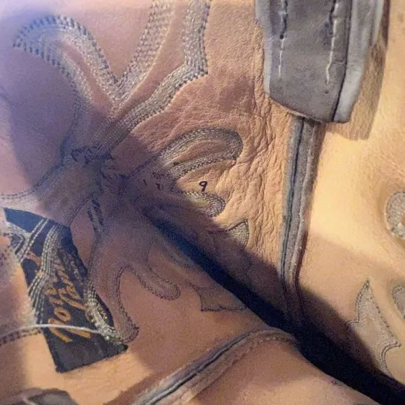 Mens Tony Lama Gray Lizard Skin Leather Roper Western Cowboy Boots Size 9‎ M